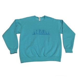 Vintage Turquoise Blue Arizona Pullover Sweatshirt Size Large